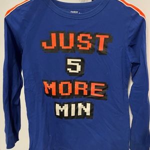 Blue, long sleeve shirt.